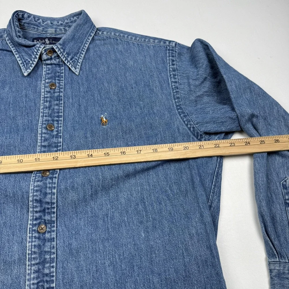 Ralph Lauren Shirt Boys 10 Blue Denim Long Sleeve Button Down Pony Logo